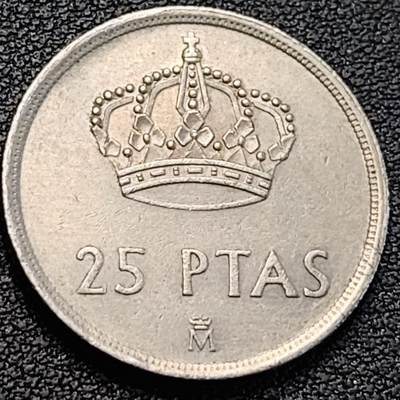 泉币菌-第186场- 小年快乐 精品福利场（本周五和之前的 2月14日发货） - 西班牙1982年25比萨塔 卡洛斯一世 铜镍币 26.5mm 