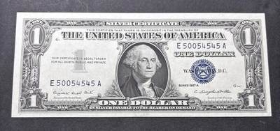 【金马踏春，泉马奔腾】2026 年新年贺岁场，（定于年初五接财神截拍）祝各位老板马到成功，马上有钱，愿岁岁平安喜乐顺遂 - 全新少见 1957 年蓝印版美国 1 美元，尾号 545 人三号