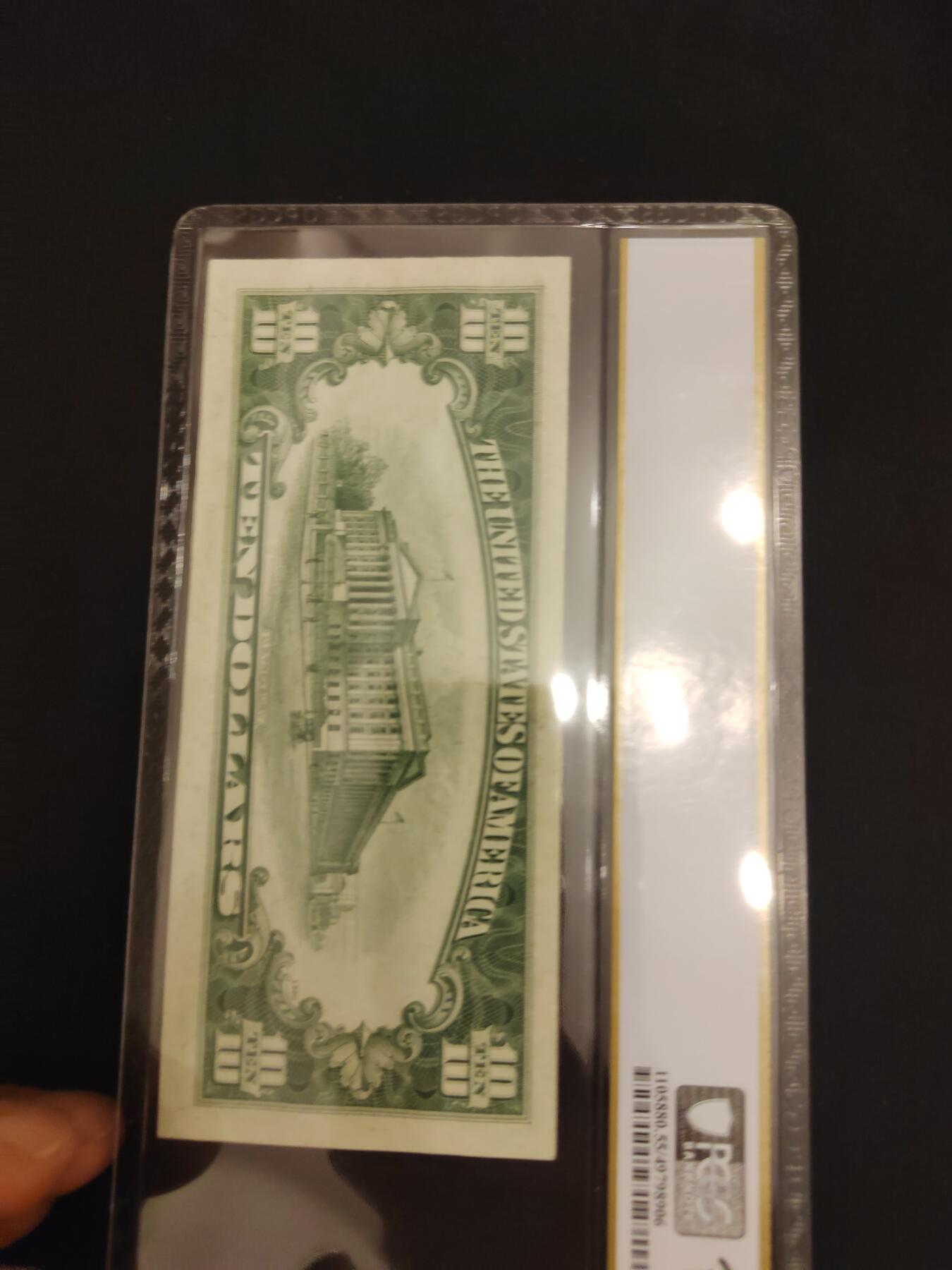 1934年10美元，蓝库印