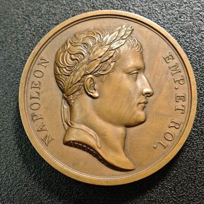 【德藏】世界币章拍卖第165期（拍品征集中~欢迎藏友联系） - 1807年 法国拿破仑一世帝国雄鹰高浮雕纪念铜章 拿破仑王朝首席雕刻师德农作品 丰饶角边铭 直径约：41.5mm；重约：39.2g