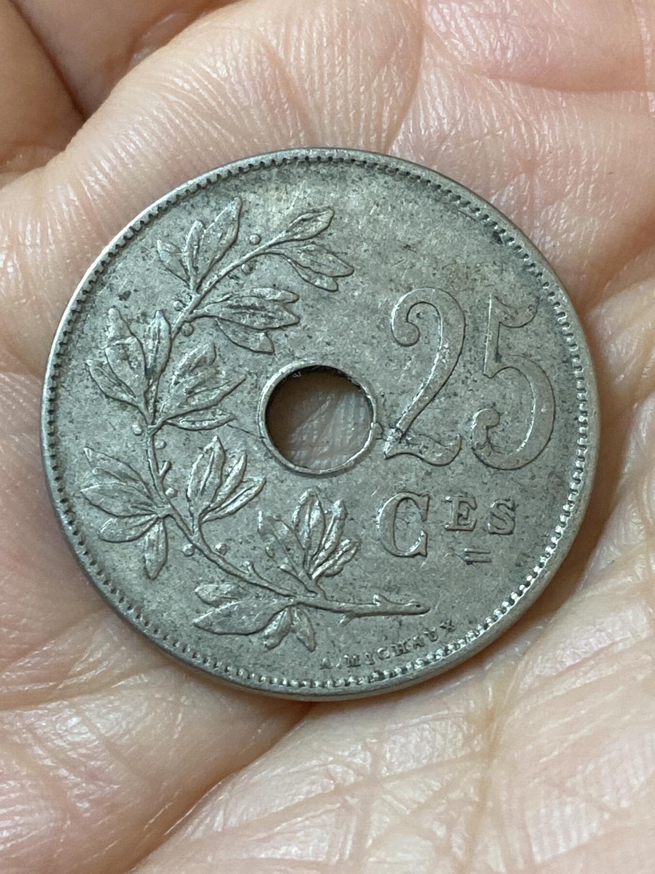 2026年第二十一场(总第一百九十场）外国好品散币场(免佣金) 比利时🇧🇪1913年25分(阿尔贝一世时期，法语版，首发年)