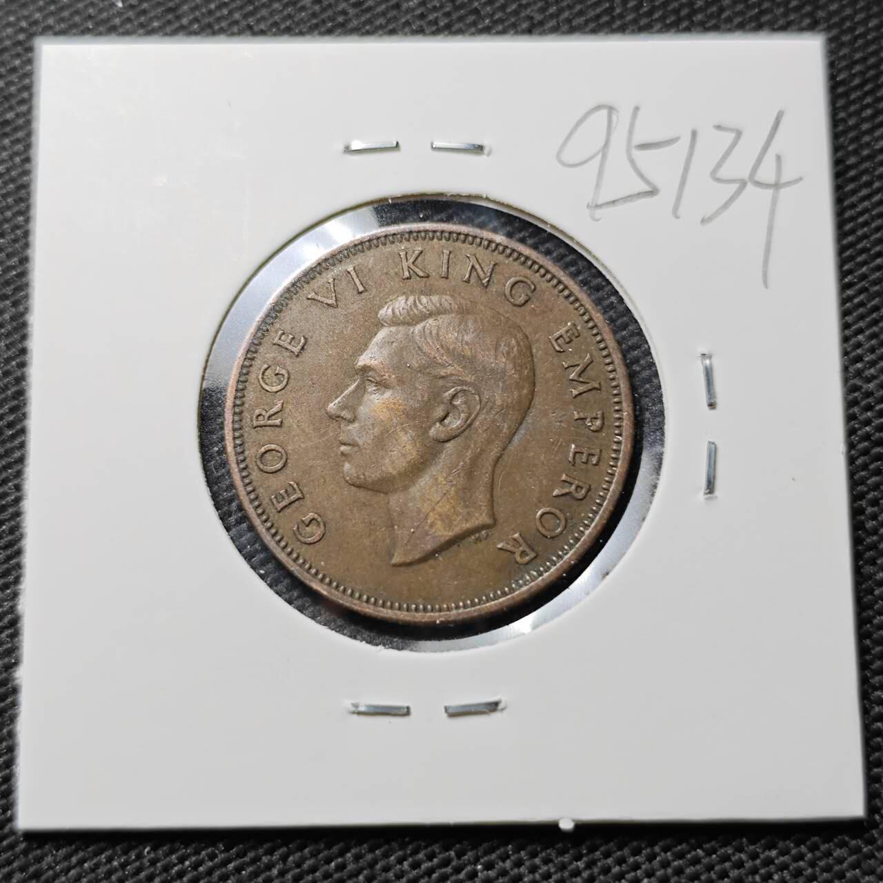 KK钱币收藏小铺  第395期  2月预留时间 周末发货 1941新西兰1/2便士 