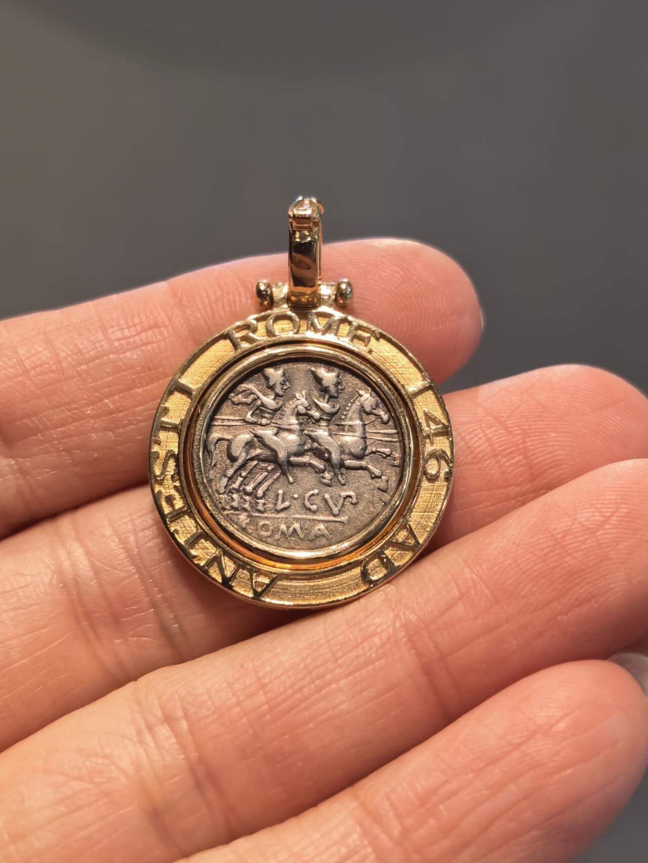 翻转款罗马女神古币吊坠