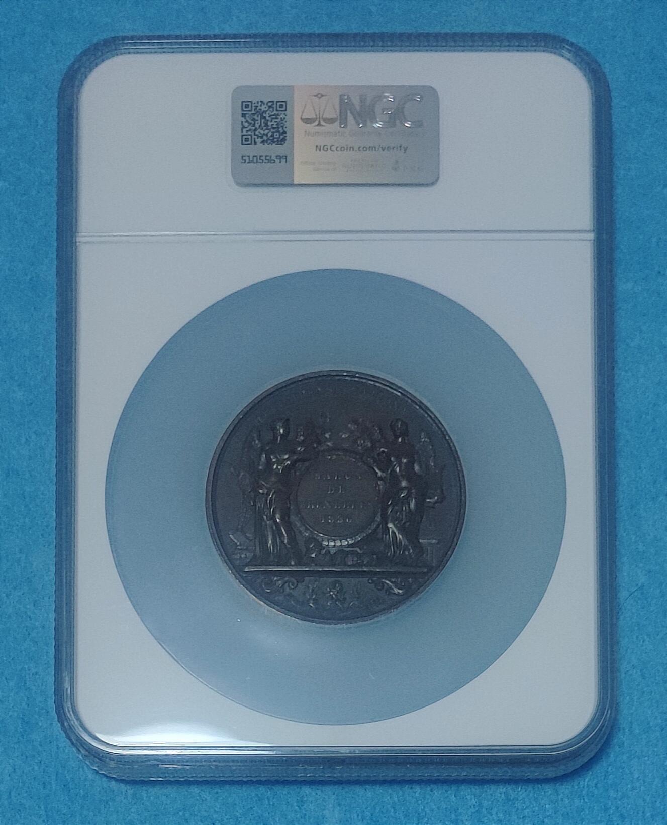 2月8日 🌏全球币章 珍品：1836年，比利时《布鲁塞尔-国家沙龙奖》纪念奖章大铜章，应为官方发行，布鲁塞尔皇家造币厂制造，NGC-UNC