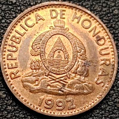 泉币菌-第187场- 精品福利场 （本周五和之前拍的 2月14日发货） - 原铜光极美 洪都拉斯1992年1分青铜币 16mm 