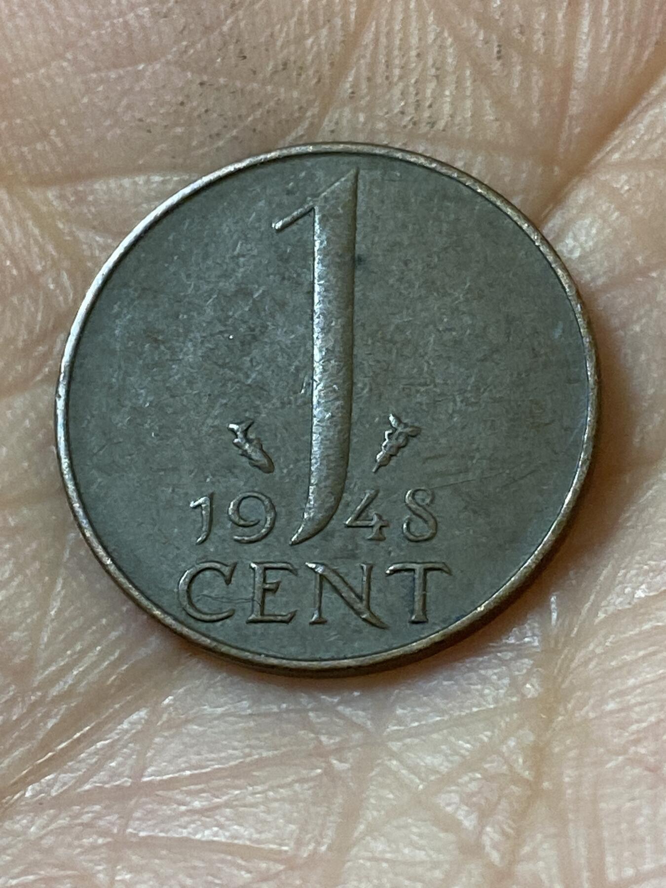 2026年第二十一场(总第一百九十场）外国好品散币场(免佣金) 荷兰🇳🇱1948年1分(威廉明娜女王退位年，第六版，Fish–鱼标)