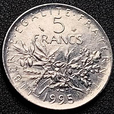 泉币菌-第186场- 精品福利场（本周五和之前的 2月14日发货） - 法国早期（1995年）5法郎大镍币 29MM 播种女神 入欧前末版 绝版币