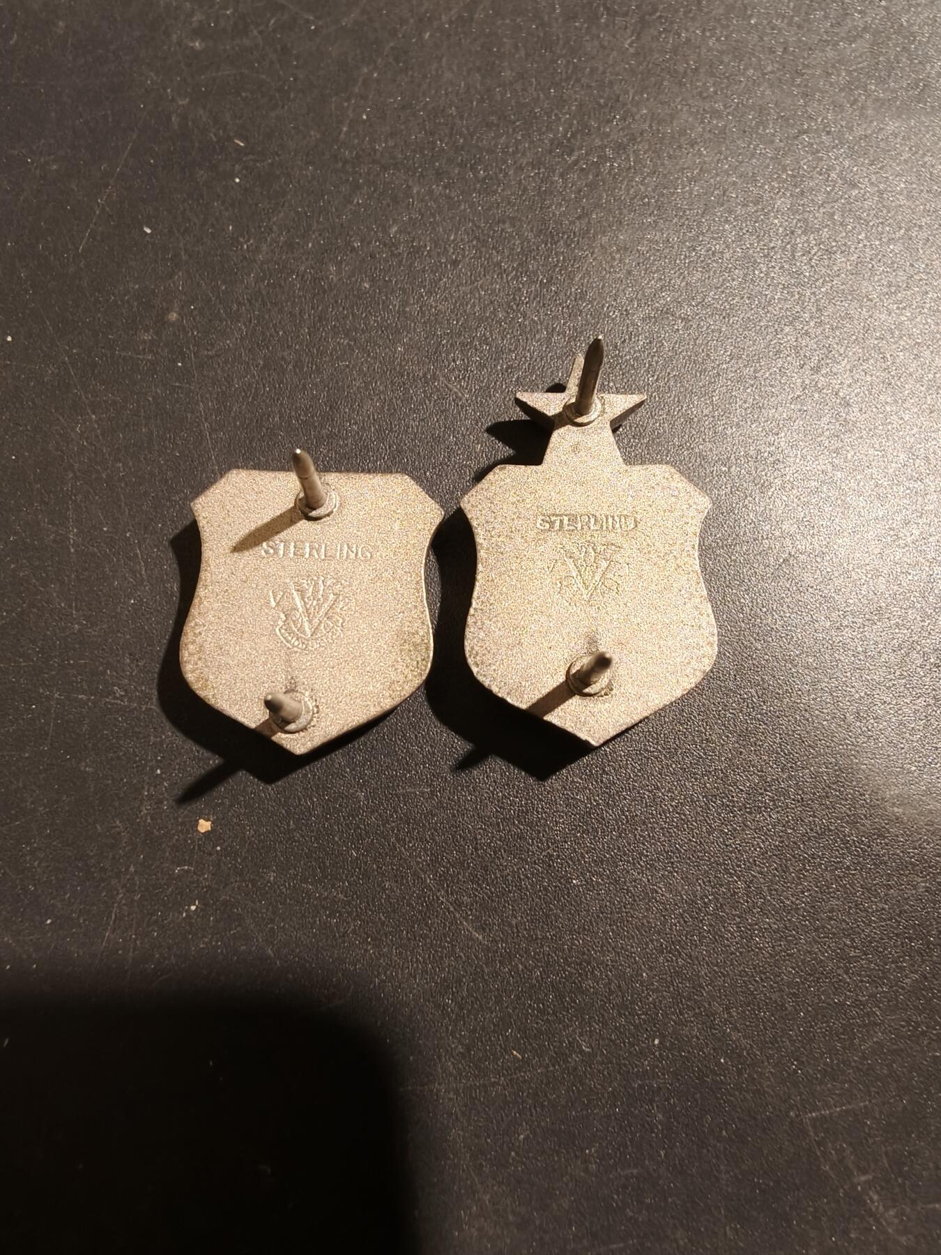 老王徽章第181期 美国初级与中级军医领章一组    925银    12.2g