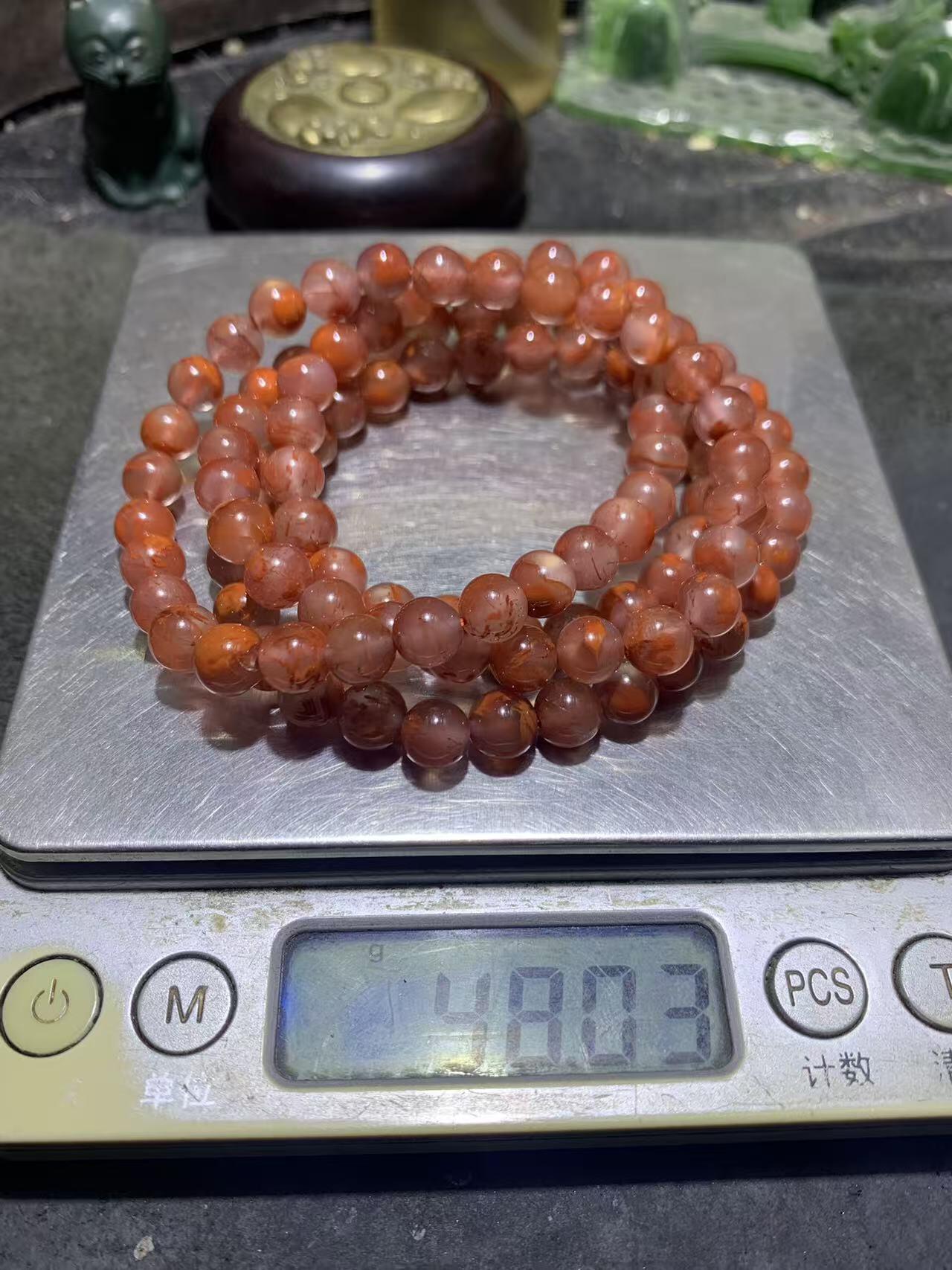 放福利！川料南红玛瑙荔枝冻飘火焰纹108手串一条！