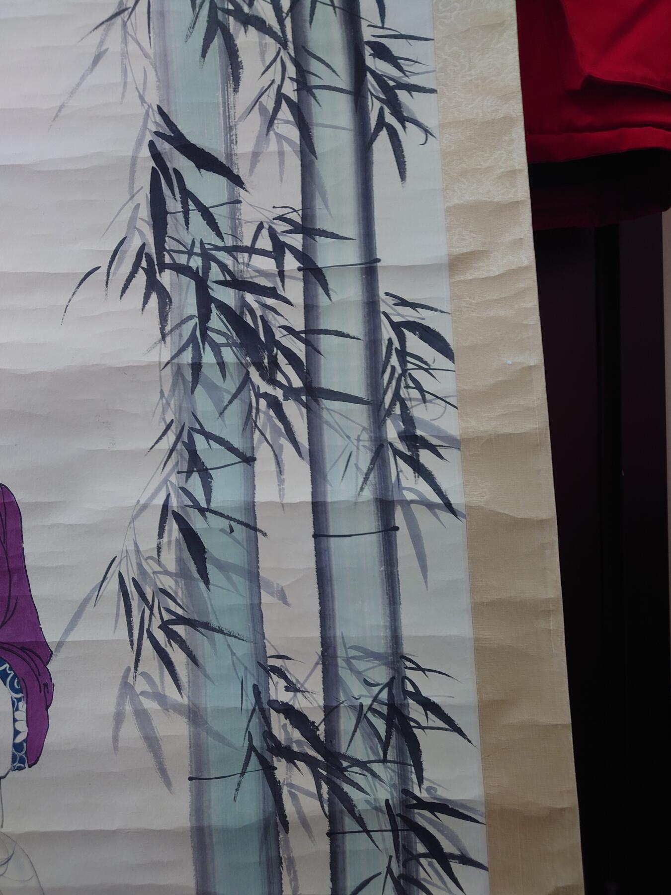 徐悲鸿仕女图，张伯驹题跋和盖印