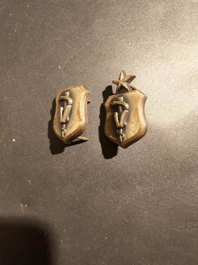 老王徽章第181期 - 美国初级与中级军医领章一组    925银    12.2g