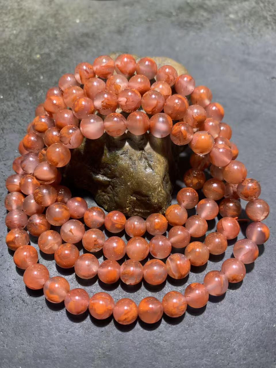 放福利！川料南红玛瑙荔枝冻飘火焰纹108手串一条！