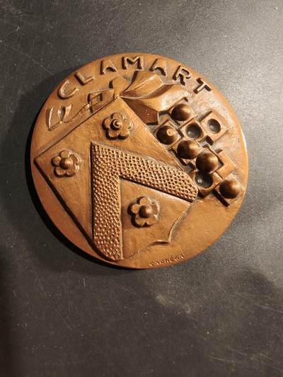 老王徽章第181期 - 法国克拉玛尔市大铜章    高浮雕     直径64mm     重量189.2g