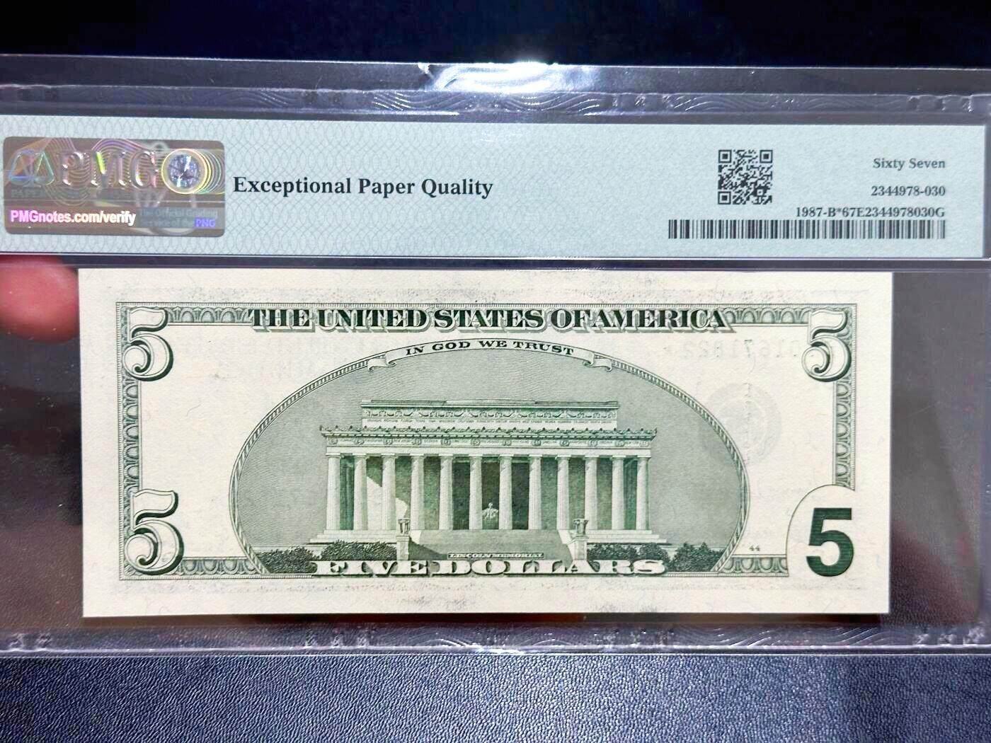 【Blue Auction】世界纸币精拍第785期——18级TOP拍卖/信誉/品质/专业/高效💫 【补号】美国 1999年5美金 PMG67EPQ 