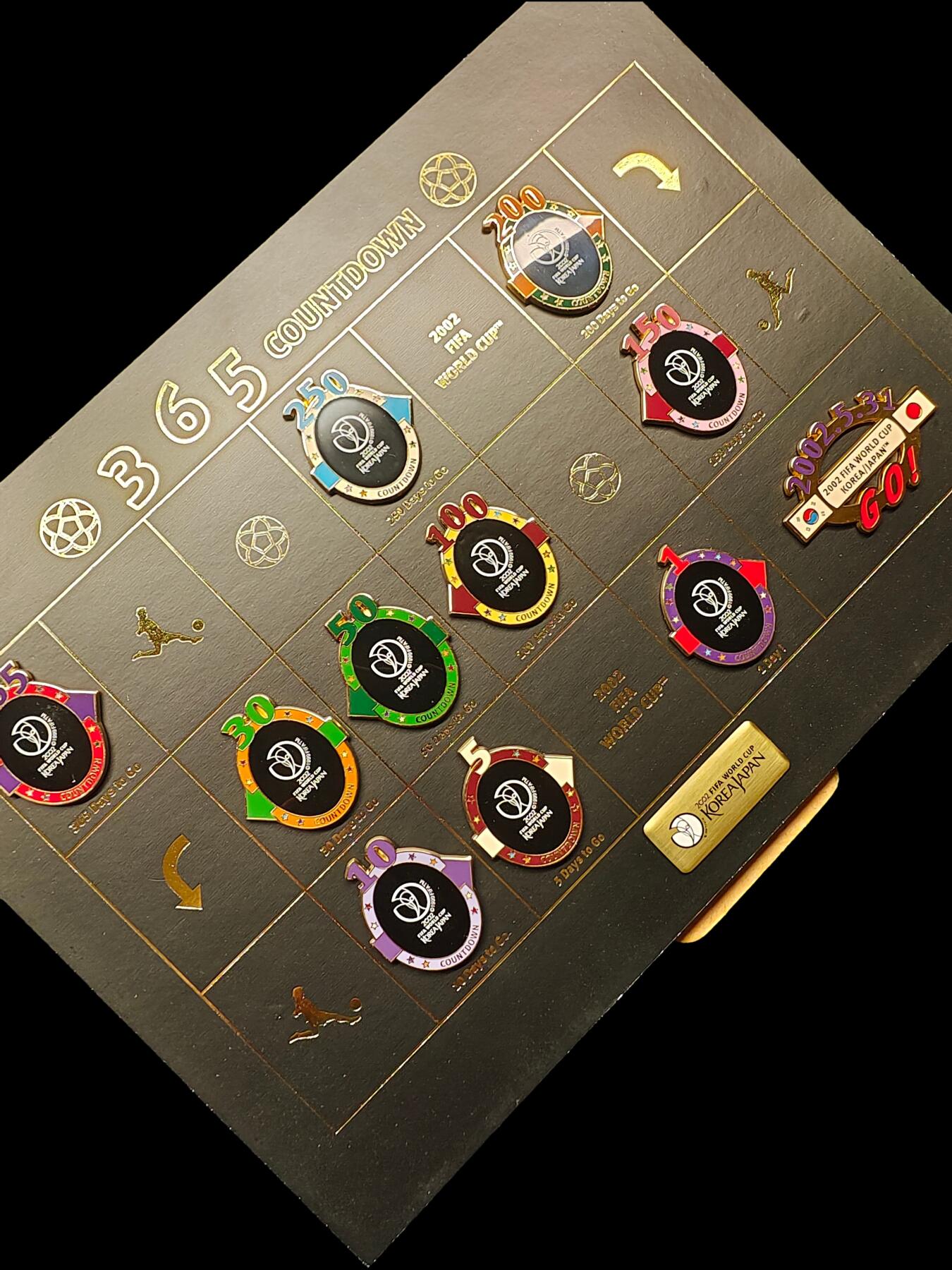 2002年韩日世界杯365倒计时纪念徽章原版授权产品 球迷收藏 足球纪念品