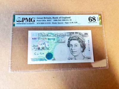 【Blue Auction】世界纸币精拍第785期——18级TOP拍卖/信誉/品质/专业/高效💫 - 【无47】英国  1990年5镑  PMG68EPQ 高分