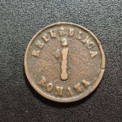 【德藏】世界币章拍卖第165期（拍品征集中~欢迎藏友联系） - 1849年 罗马1巴约科铜币 直径约：29.4mm；重约：11.7g