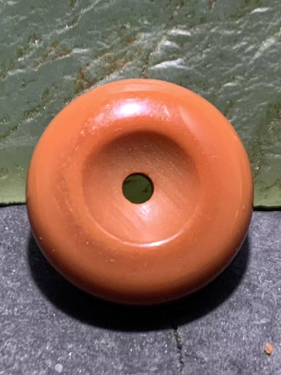 精美南红玛瑙柿子红面包圈小平安扣一个，