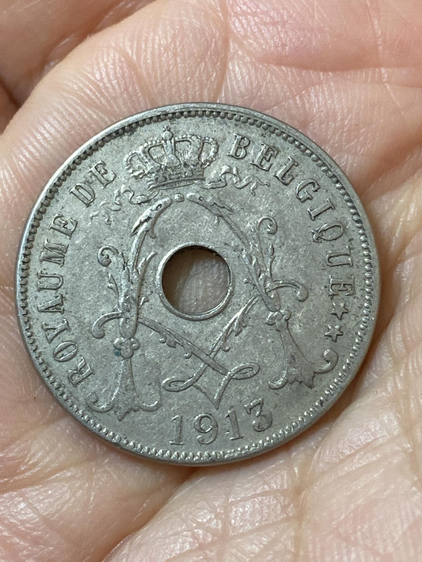 2026年第二十一场(总第一百九十场）外国好品散币场(免佣金) 比利时🇧🇪1913年25分(阿尔贝一世时期，法语版，首发年)