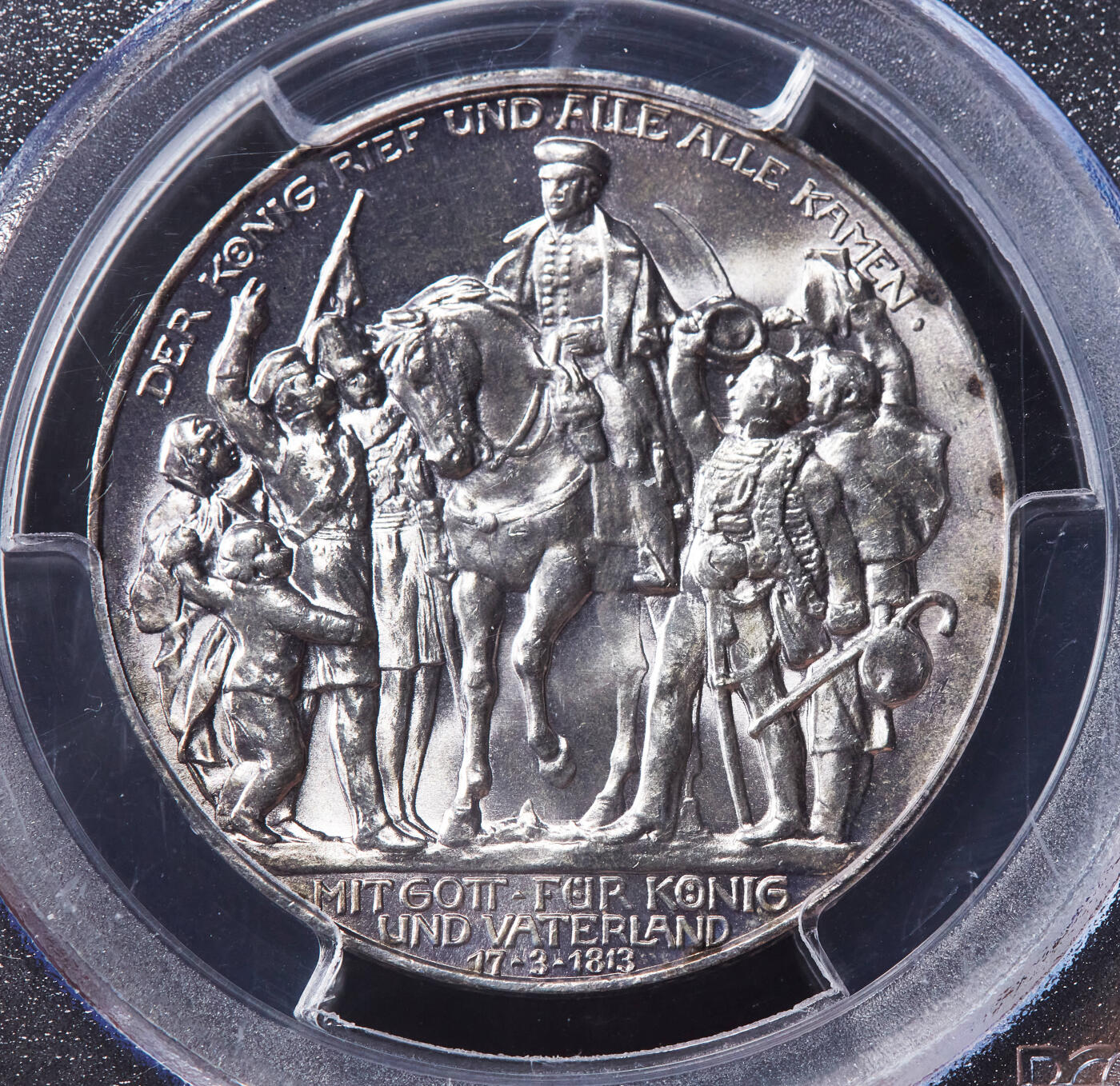 【俄甄集藏】马年新春第一拍 2026年(048)02-25星期三 晚 19:30 全场包邮 德国普鲁士1913年A版反法战争胜利百年3马克银币，PCGS MS64，转光品相