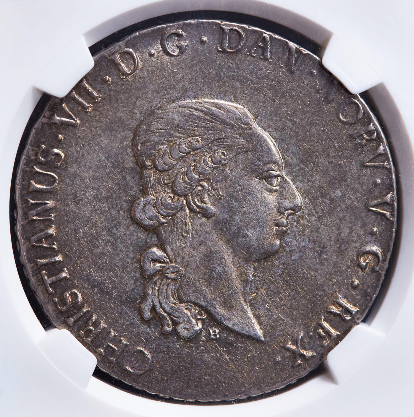 【俄甄集藏】马年新春第一拍 2026年(048)02-25星期三 晚 19:30 全场包邮 丹属德国石勒苏益格-荷尔斯泰因公国1787年克里斯蒂安七世MF版60先令大银币，NGC AU50，酱彩老包浆，稀有品种