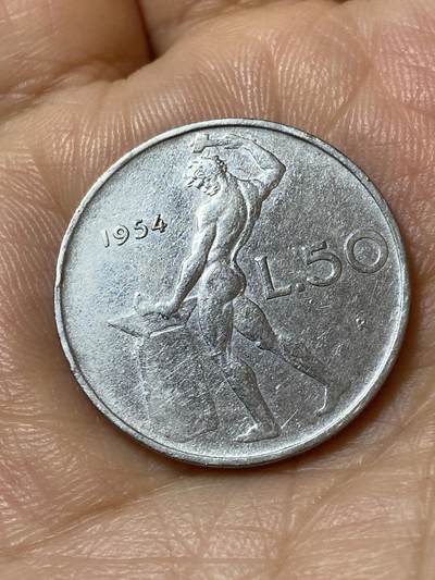 2026年第二十一场(总第一百九十场）外国好品散币场(免佣金) - 稀少早期年份–意大利🇮🇹1954年50里拉(共和国时期，首发年)