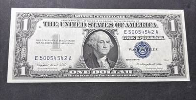 【金马踏春，泉马奔腾】2026 年新年贺岁场，（定于年初五接财神截拍）祝各位老板马到成功，马上有钱，愿岁岁平安喜乐顺遂 - 全新少见 1957 年蓝印版美国 1 美元，尾号 542