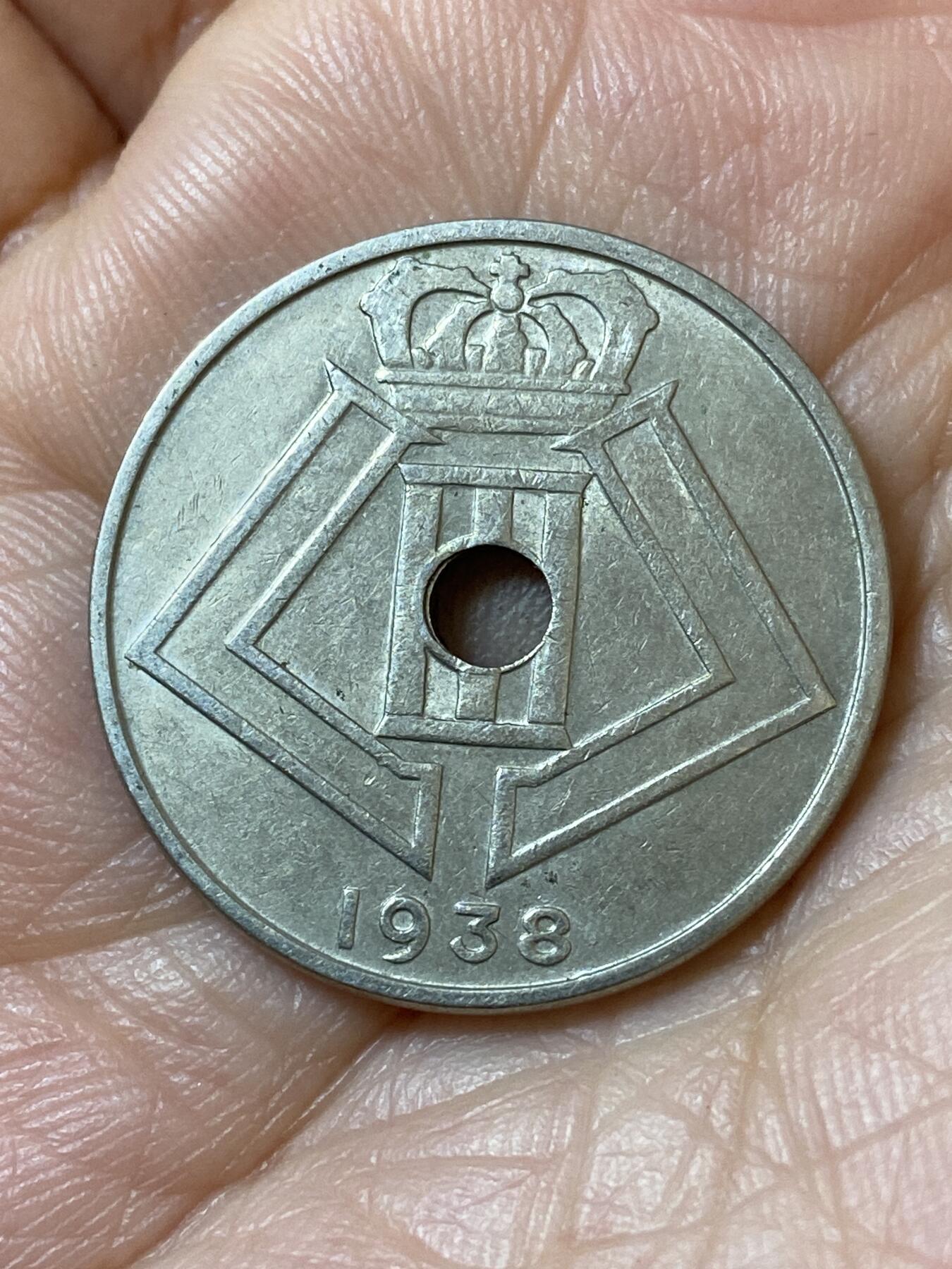 2026年第二十一场(总第一百九十场）外国好品散币场(免佣金) 比利时🇧🇪1938年25分(利奥波德三世时期，左荷语右法语版)