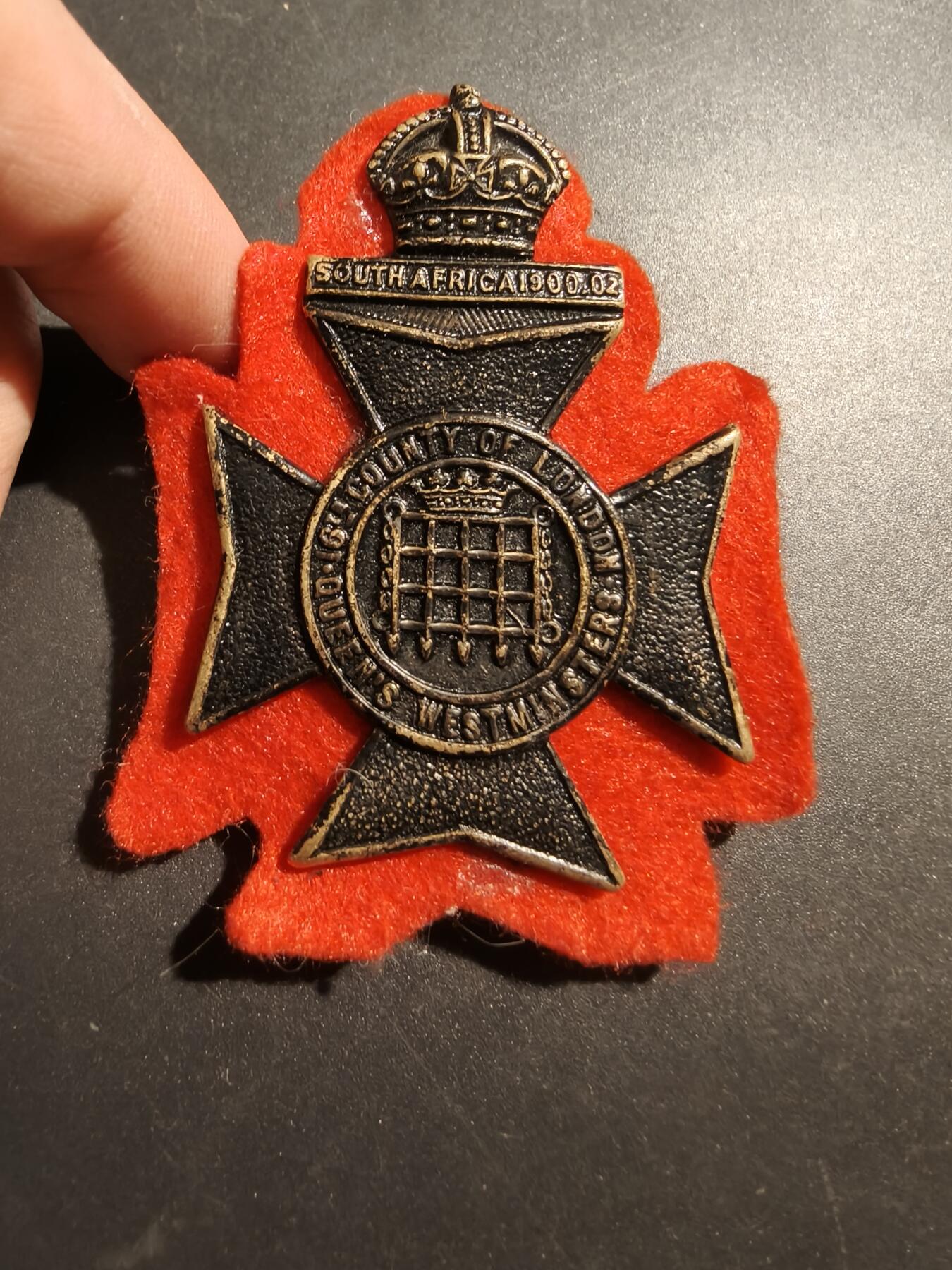 老王徽章第181期 英国陆军第16（伦敦郡）营（女王威斯敏斯特步枪队）帽徽     一战时期