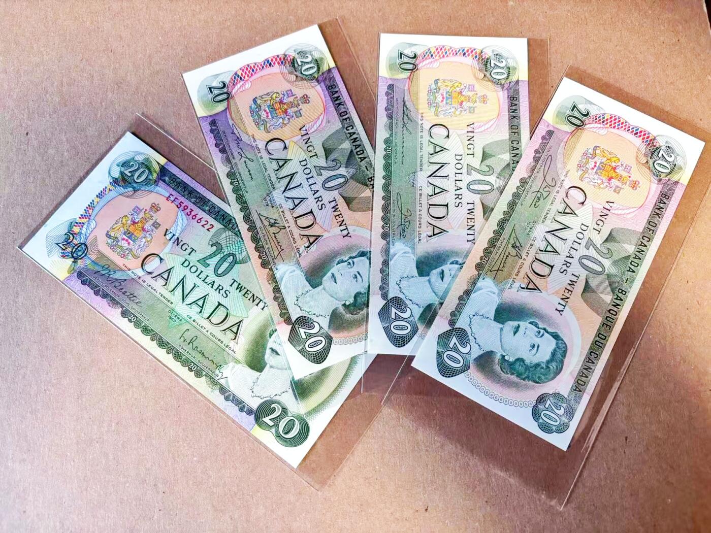 【Blue Auction】世界纸币精拍第785期——18级TOP拍卖/信誉/品质/专业/高效💫 【一组4张 含无47】加拿大 1969-79年20元 全新UNC