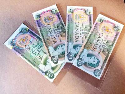 【Blue Auction】世界纸币精拍第785期——18级TOP拍卖/信誉/品质/专业/高效💫 - 【一组4张 含无47】加拿大 1969-79年20元 全新UNC