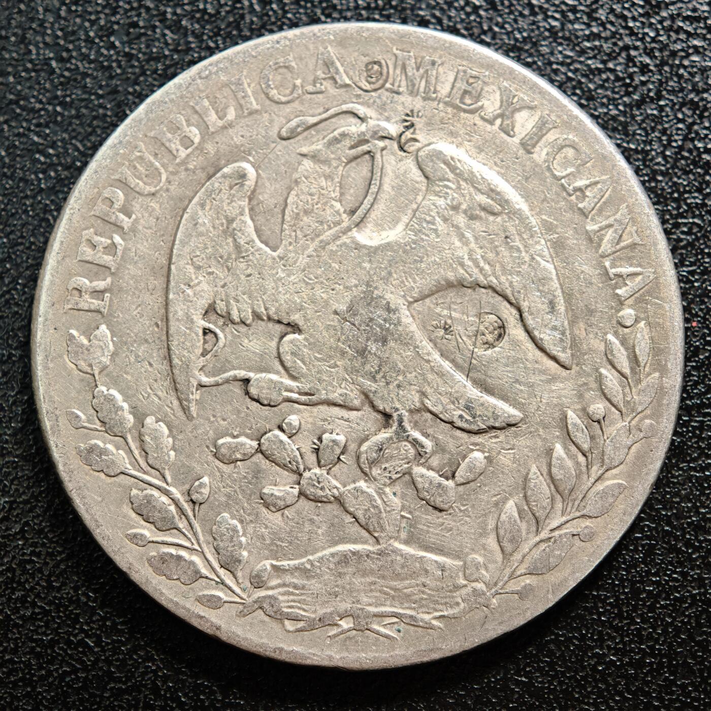 【德藏】世界币章拍卖第165期（拍品征集中~欢迎藏友联系） 1862年 墨西哥8瑞尔（8R）鹰洋银币 有戳 直径约：38.1mm；重约：26.4g