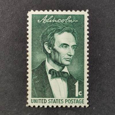 ↓君缘收藏737期☞钱币邮品↓无佣金、可寄存、满30元包邮  - 美国邮票，1959年美国第16任总统亚伯拉罕·林肯诞辰150周年雕刻版