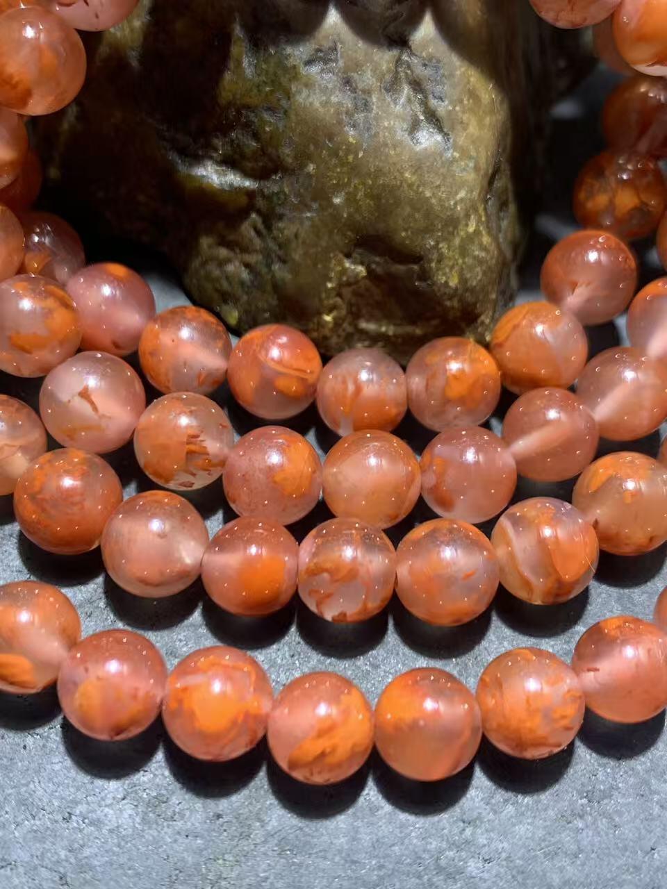 放福利！川料南红玛瑙荔枝冻飘火焰纹108手串一条！