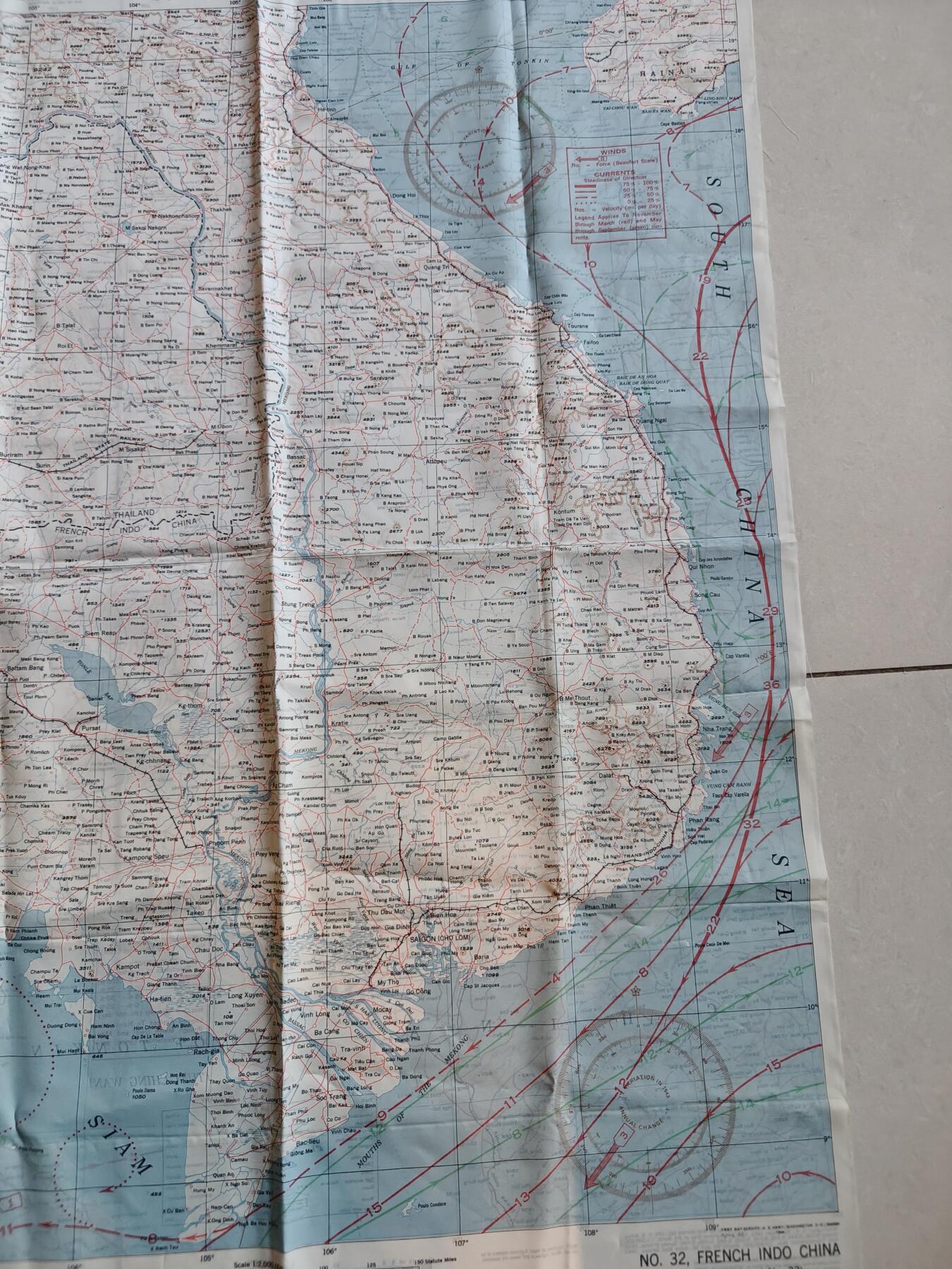 老王徽章第181期 美国二战陆军航空兵逃生图     中国战区     中国中部地区+法属印支地区       尺寸约60×80cm      少见地区