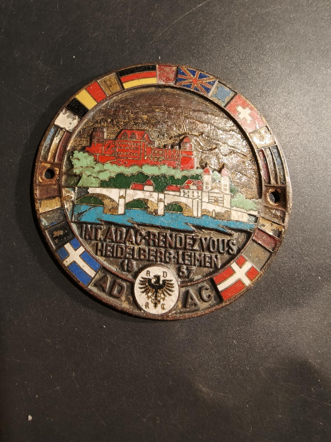 老王徽章第181期 德国1967年ADAC海德堡-莱门国际聚会纪念章    直径80mm    重量100g