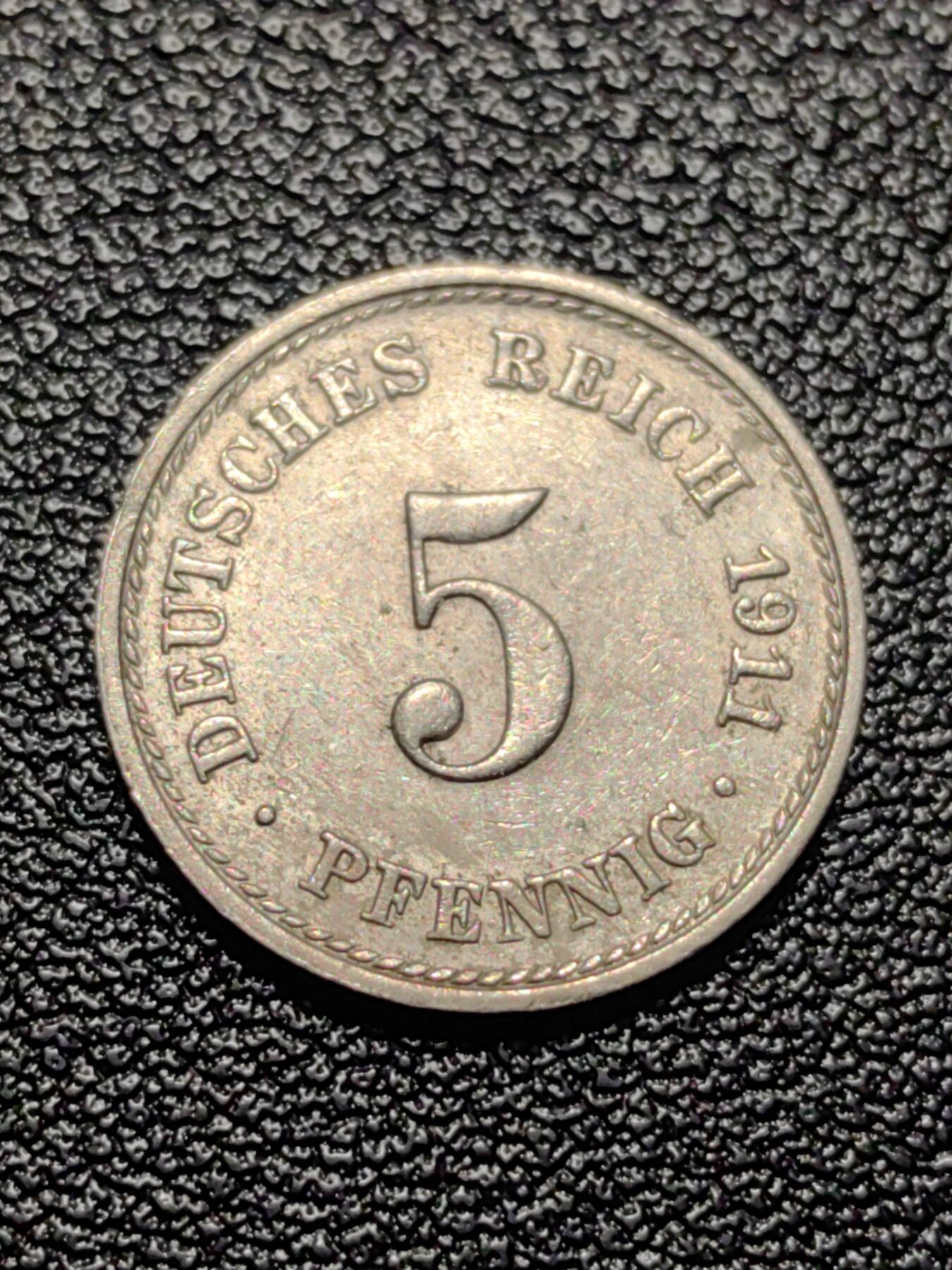 靖甫拍卖第三场 帝德5芬尼铜镍币 1911年