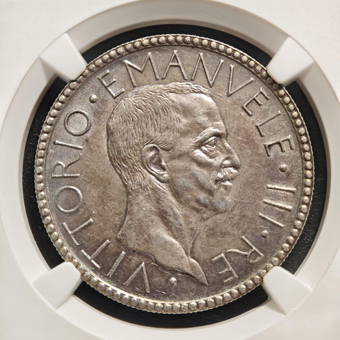 【德藏】世界币章拍卖第165期（拍品征集中~欢迎藏友联系） 1928年 意大利伊曼纽尔三世20里拉银币 NGC AU55