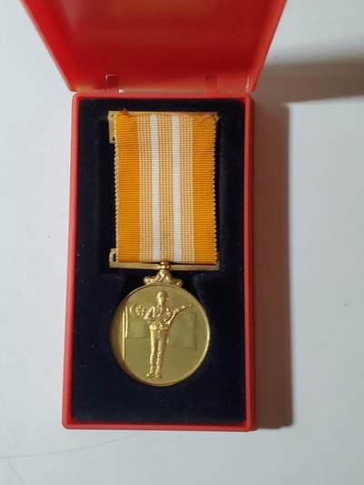 韵星假日军品类拍卖第40期 -- Rimey Holidays Militaria Auction 40 - 新加坡共和国武装力量优秀服务奖章 早期绒布内衬版本 铜镀金带原盒 少