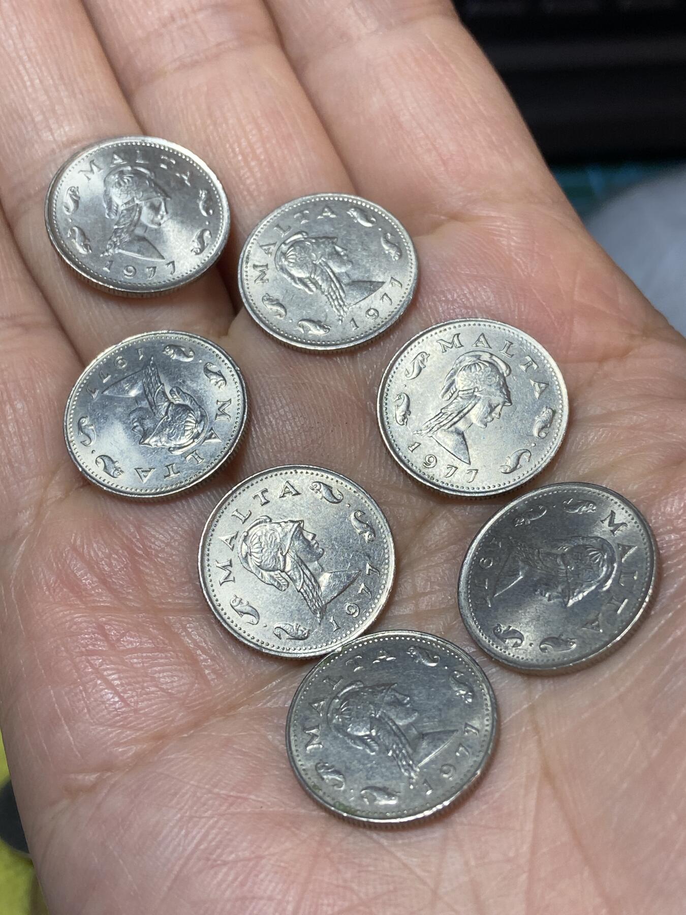 2026年第二十二场(总第一百九十一场）外国好品散币场(免佣金) 马耳他🇲🇹1977年2分7枚(第一套流通硬币)