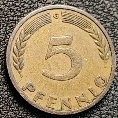 泉币菌-第189场- 情人节快乐 精品福利场 拍品较多 请提前出价（年后发货） - 联邦德国1950年 5芬尼硬币 橡树麦穗  银行版 