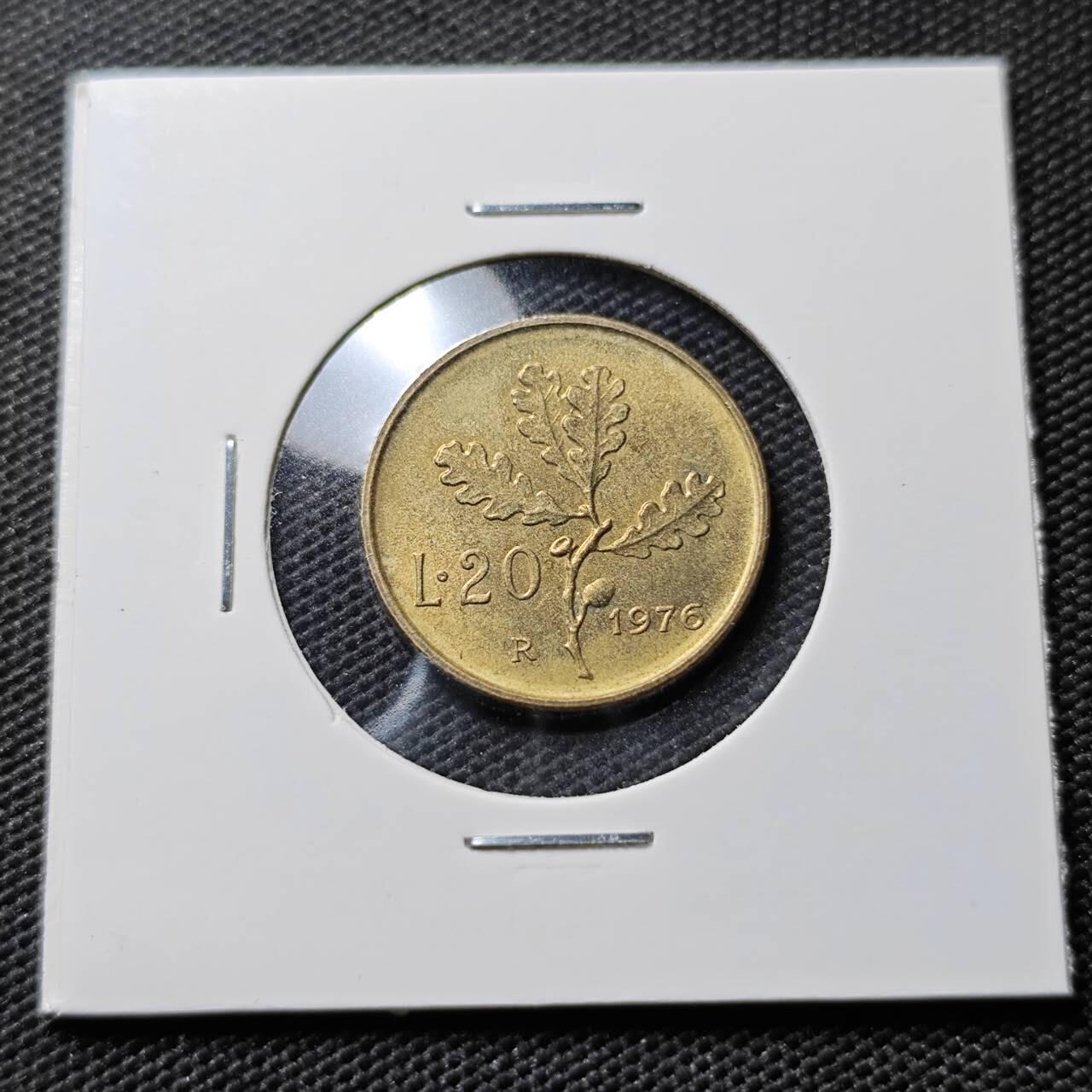 KK钱币收藏小铺  第395期  2月预留时间 周末发货 1976意大利20里拉 铜币