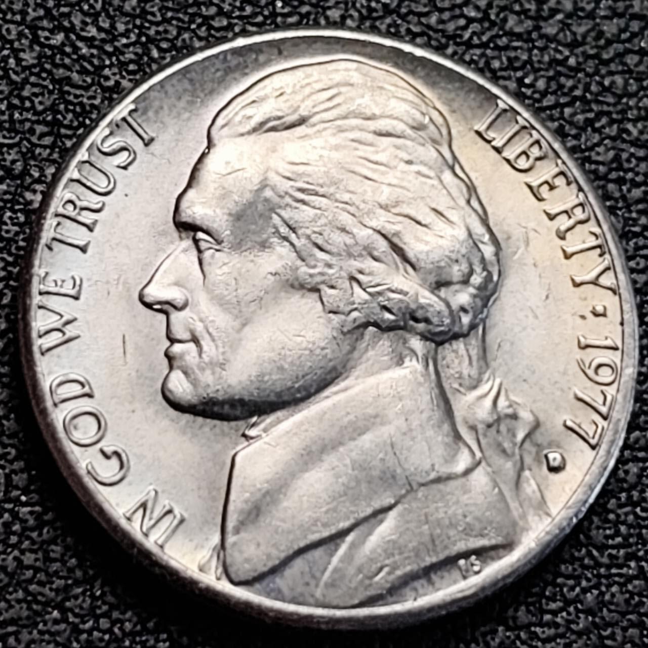 泉币菌-第186场- 小年快乐 精品福利场（本周五和之前的 2月14日发货） 原光极美 美国1977年5美分纪念币 杰斐逊 及 故居蒙蒂塞洛庄园 21mm