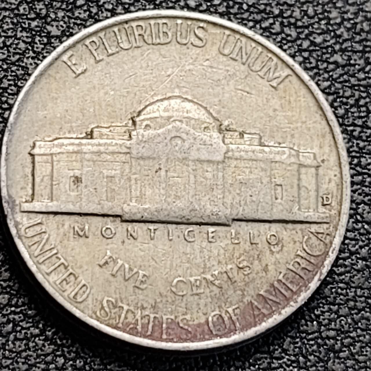 泉币菌-第186场- 小年快乐 精品福利场（本周五和之前的 2月14日发货） 美国1959年5美分纪念币 杰斐逊 及 故居蒙蒂塞洛庄园 21mm 