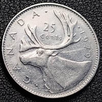 泉币菌-第186场- 小年快乐 精品福利场（本周五和之前的 2月14日发货） - 高币值 加拿大1979年1/4加拿大元 伊丽莎白二世 驯鹿 24mm 