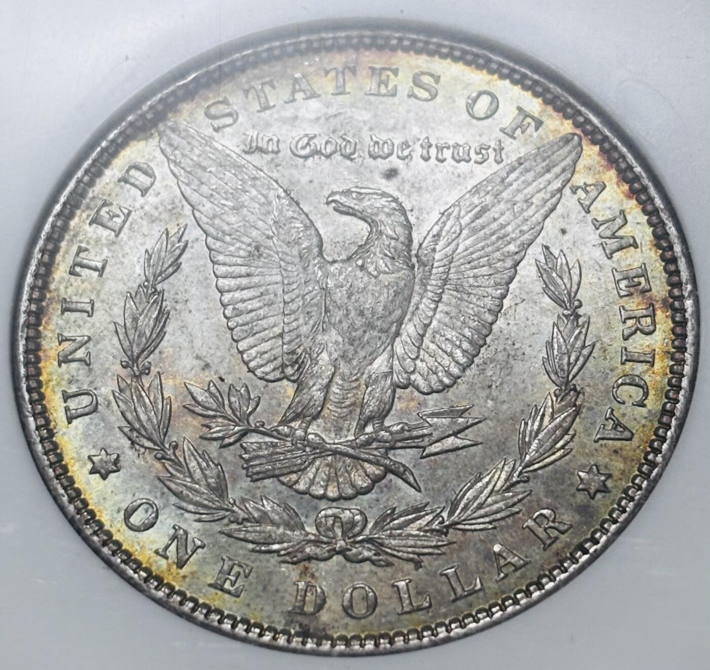 【金马踏春，泉马奔腾】2026 年新年贺岁场，（定于年初五接财神截拍）祝各位老板马到成功，马上有钱，愿岁岁平安喜乐顺遂 NGC MS64 分 1889 年美国摩根一元银元，正儿八经老盒子严评，五彩环边原炫光足