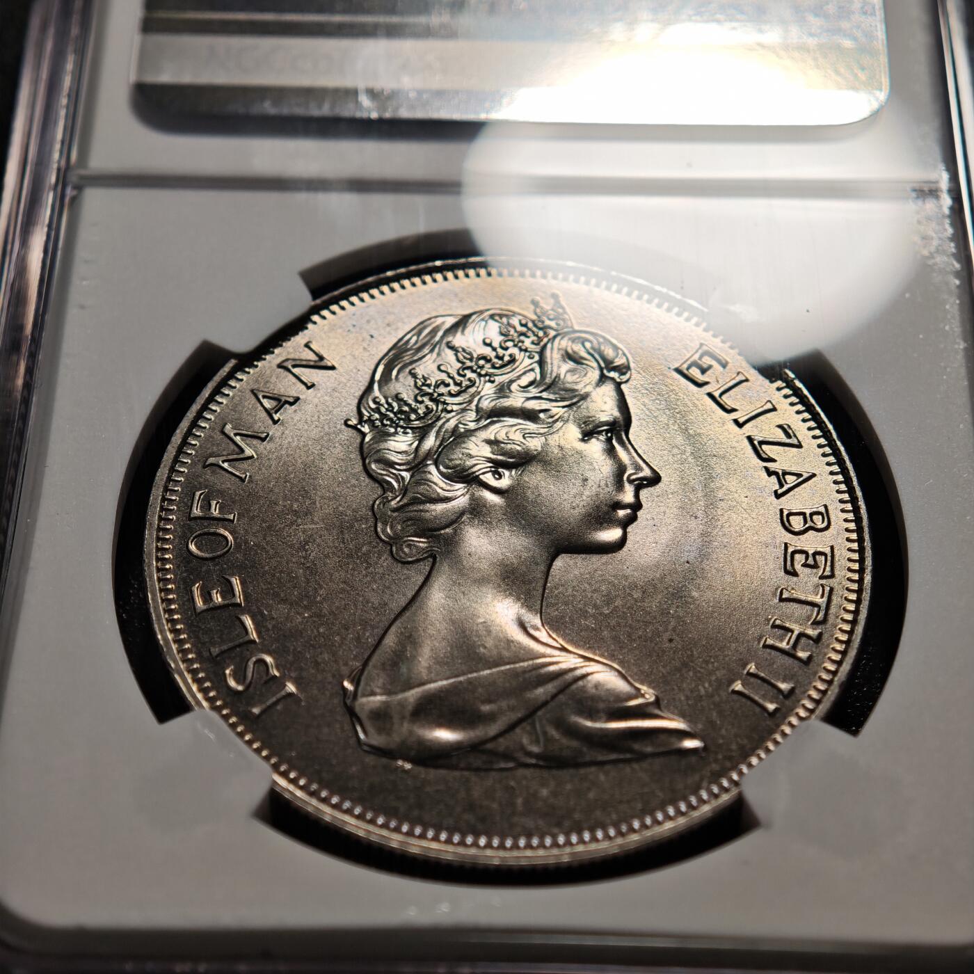 【德藏】世界币章拍卖第165期（拍品征集中~欢迎藏友联系） 1975年 马恩岛猫系列25便士纪念镍币 NGC MS64