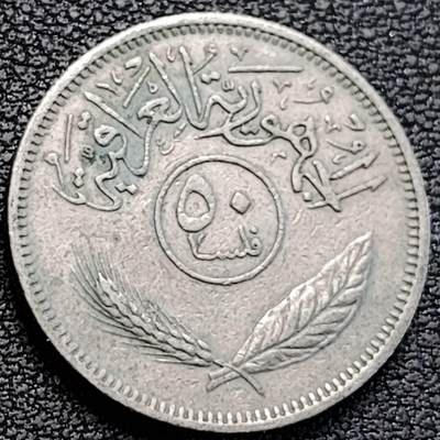 泉币菌-第189场- 情人节快乐 精品福利场 （年后发货） - 伊拉克50费尔 椰树版 萨达姆执政时期 异形币 23mm