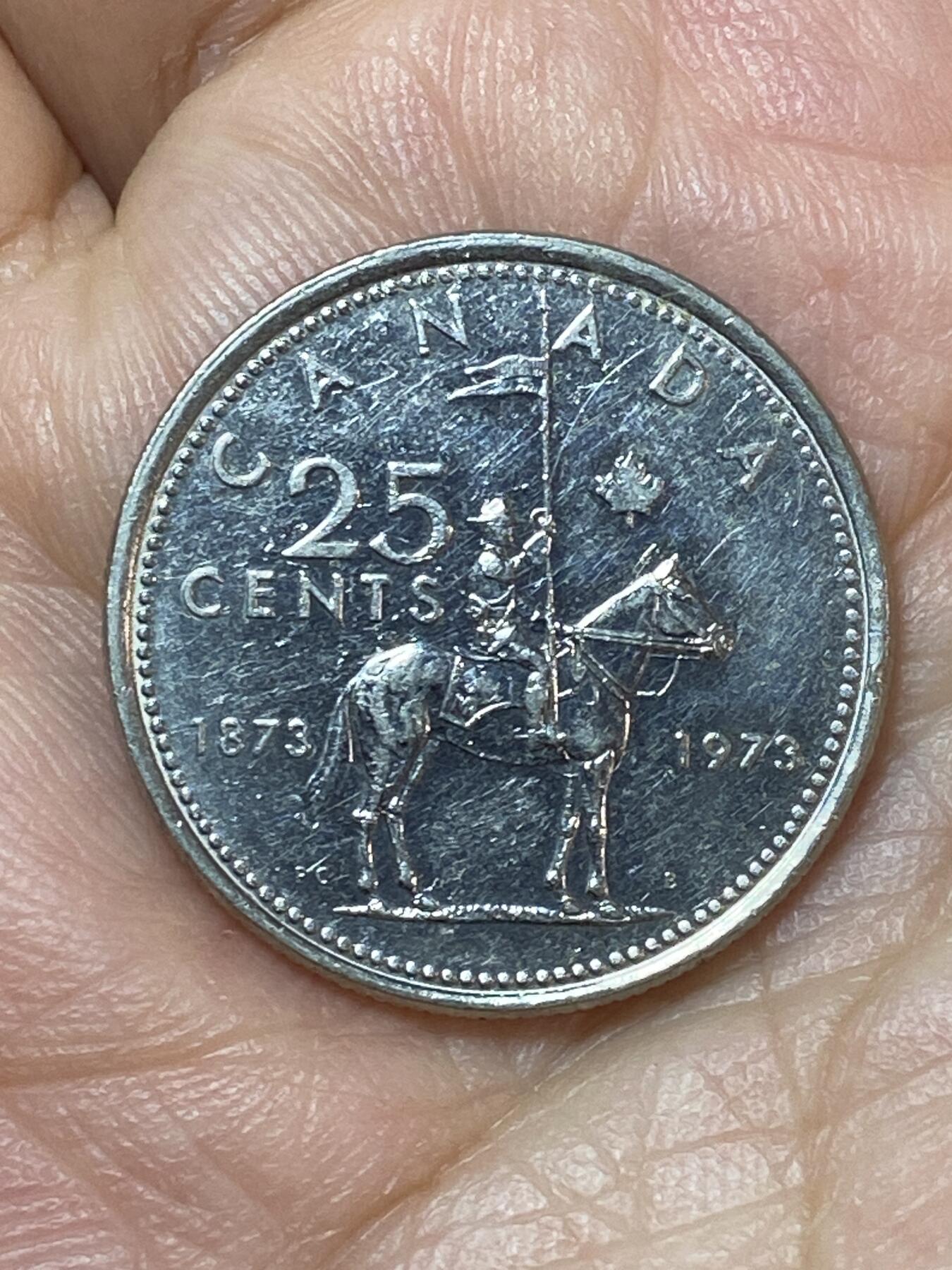 2026年第二十二场(总第一百九十一场）外国好品散币场(免佣金) 加拿大🇨🇦1973年25分(皇家骑警成立100周年纪念币)