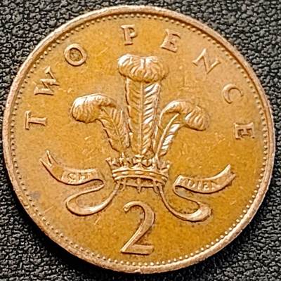 泉币菌-第188场- 迎情人节专场 本场拍品多 请提前出价（本周五和之前拍的 2月14日发货） - 1989年英国2便士 铜币 威尔士皇冠 狮子雄狮 